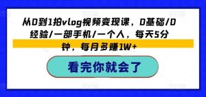从0到1拍vlog视频变现课,0基础/0经验/一部手机/一个人,每天5分钟,每月多赚1W+-聊项目