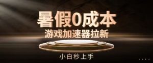 暑假0成本游戏加速器拉新,小白秒上手,无需投资【揭秘】-聊项目