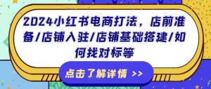 2024小红书电商打法,店前准备/店铺入驻/店铺基础搭建/如何找对标等-聊项目