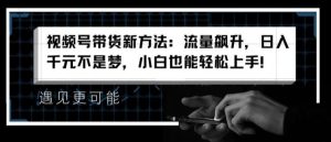 视频号带货新方法:流量飙升,日入千元不是梦,小白也能轻松上手【揭秘】-聊项目