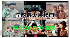 全网爆火的AI让老照片动起来教程,蹭热点日赚3k+,内含免费工具一键可生成【揭秘】-聊项目