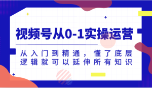 视频号从0-1实操运营,从入门到精通,懂了底层逻辑就可以延伸所有知识(更新2024.7)-聊项目