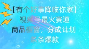 【有个好事降临你家】视频号爆火赛道,商品橱窗,分成计划,条条爆款【揭秘】-聊项目