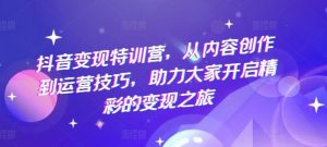 抖音变现特训营,从内容创作到运营技巧,助力大家开启精彩的变现之旅-聊项目