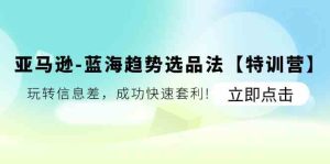 亚马逊蓝海趋势选品法【特训营】:玩转信息差,成功快速套利-聊项目