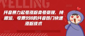 抖音暴力起号涨粉卖号变现,纯搬运,收费998的抖音热门快速涨粉技术-聊项目
