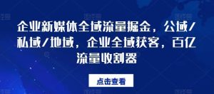 企业新媒体全域流量掘金,公域/私域/地域,企业全域获客,百亿流量收割器-聊项目