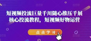 短视频投流巨量千川随心推压千展核心投流教程,短视频好物运营-聊项目