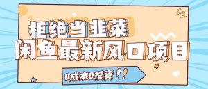 拒绝当韭菜!(11781期)闲鱼最新风口项目,0成本0投资,当日出单,日入1000+-聊项目