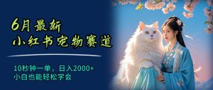 (11771期)6月最新小红书宠物赛道,10秒钟一单,日入2000+,小白也能轻松学会-聊项目