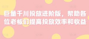 巨量千川投放进阶版,帮助各位老板们提高投放效率和收益-聊项目
