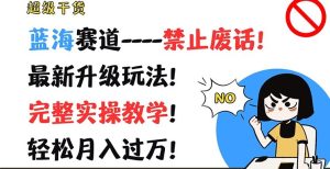 超级干货,蓝海赛道-禁止废话,最新升级玩法,完整实操教学,轻松月入过万【揭秘】-聊项目