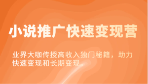 小说推广快速变现营-业界大咖传授高收入独门秘籍,助力快速变现和长期变现。-聊项目