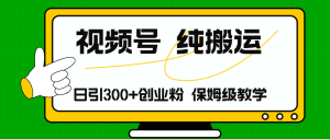 (11827期)视频号纯搬运日引流300+创业粉,日入4000+-聊项目