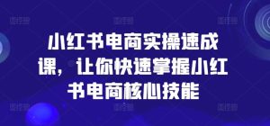 小红书电商实操速成课,让你快速掌握小红书电商核心技能-聊项目