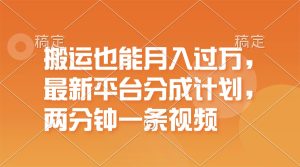 (11874期)搬运也能月入过万,最新平台分成计划,一万播放一百米,一分钟一个作品-聊项目