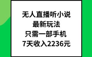 无人直播听小说最新玩法,只需一部手机,7天收入2236元【揭秘】-聊项目