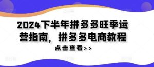 2024下半年拼多多旺季运营指南,拼多多电商教程-聊项目