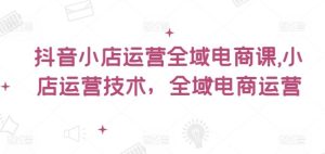 抖音小店运营全域电商课,小店运营技术,全域电商运营-聊项目