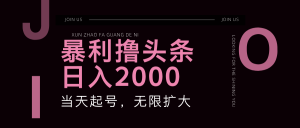 (11929期)暴力撸头条,单号日入2000+,可无限扩大-聊项目