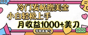 冷门发帖撸美金项目,月收益1000+美金,简单无脑,干就完了【揭秘】-聊项目