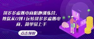 拼多多虚拟电商陪跑训练营,教你从0到1玩转拼多多虚拟电商,简单易上手(更新)-聊项目
