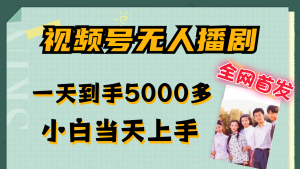 视频号无人播剧拉爆流量不违规,一天到手5000多,小白当天上手-聊项目