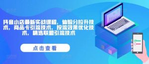 抖音小店最新实战课程,体验分拉升技术,商品卡引流技术,投流效果优化技术,精选联盟引流技术-聊项目