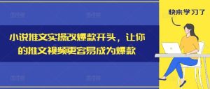 小说推文实操改爆款开头,让你的推文视频更容易成为爆款-聊项目