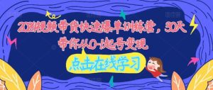 2024视频带货快速爆单训练营,30天带你从0-1起号变现-聊项目