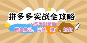 拼多多实战全攻略:0基础到精通,覆盖选品、运营、推广、起款-聊项目
