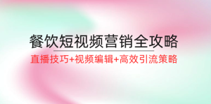 (12335期)餐饮短视频营销全攻略:直播技巧+视频编辑+高效引流策略-聊项目