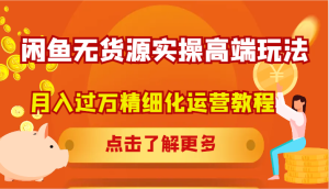闲鱼无货源实操高端玩法,月入过万精细化运营教程-聊项目
