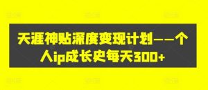 天涯神贴深度变现计划——个人ip成长史每天300+【揭秘】-聊项目