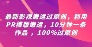 最新影视搬运过原创,利用PR模版搬运,10分钟一条作品 ,100%过原创【教程+PR模板】-聊项目
