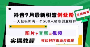 抖音9月最新引流创业粉,轻松制作创业类视频,一天轻松加满一个500人精准创业粉群【揭秘】-聊项目