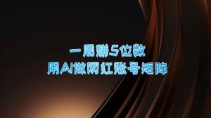 一周赚5位数,用AI做网红账号矩阵,现在的AI功能实在太强大了-聊项目