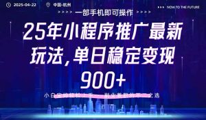 25年小程序推广最新玩法,单日稳定变现900+,小白轻松上手-聊项目