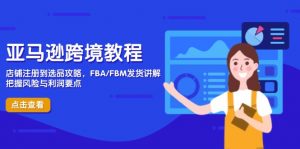 亚马逊跨境教程,店铺注册到选品攻略,FBA/FBM发货讲解,把握风险与利润-聊项目