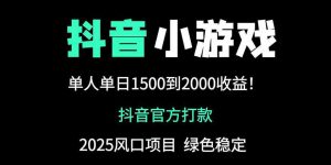 抖音官方小游戏2025全网最新玩法,暴利赚钱项目,单机日入2000+-聊项目