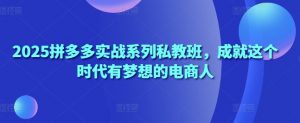 2025拼多多实战系列私教班,成就这个时代有梦想的电商人-聊项目