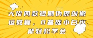 大佬同款短剧伪原创搬运方法,0基础小白也能轻松学会-聊项目