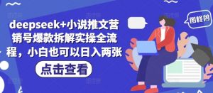 deepseek+小说推文营销号爆款拆解实操全流程,小白也可以日入两张-聊项目