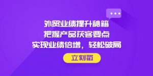 外贸业绩提升秘籍,把握产品获客要点,实现业绩倍增,轻松破局-聊项目