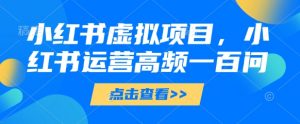 小红书虚拟项目,小红书运营高频一百问【文档】-聊项目
