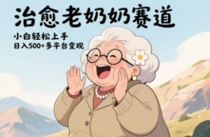 视频号治愈老奶奶赛道,小白轻松上手,日入多张,多平台变现-聊项目