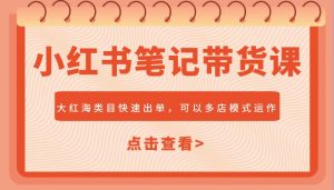小红书笔记带货课,大红海类目快速出单,市场大,可以多店模式运作(更新)-聊项目