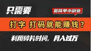 只需要打字,打码,就能赚钱?简单的赚钱小副业,利用碎片时间,月入过万-聊项目