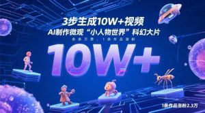 3步生成10W+视频,AI制作微观“小人物世界”科幻大片,条条万赞,1条作品涨粉2.3W-聊项目