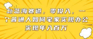新蓝海赛道,零投入,一个普通人如何宅家办公实现年入百万-聊项目